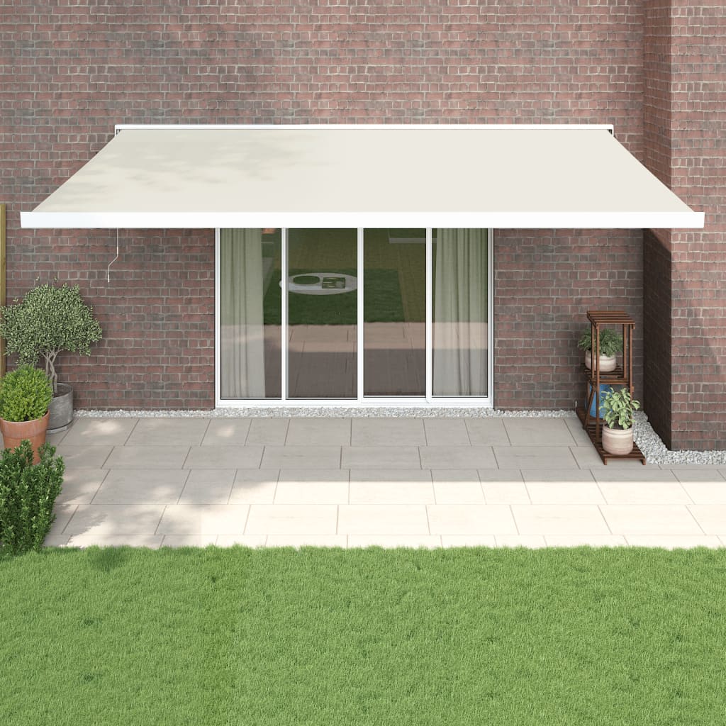 Gelenkarmmarkise Creme 5x3 m Stoff und Aluminium