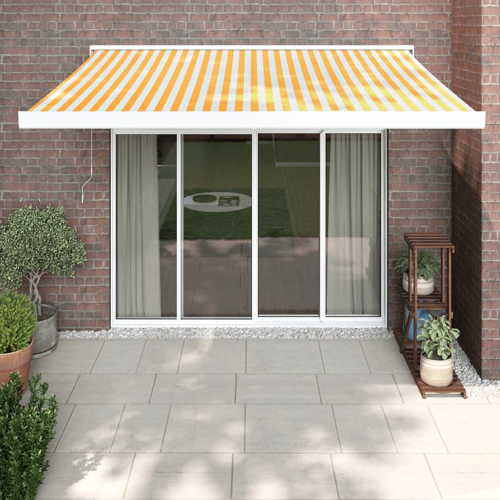 Gelenkarmmarkise Gelb und Weiß 3x2,5 m Stoff und Aluminium