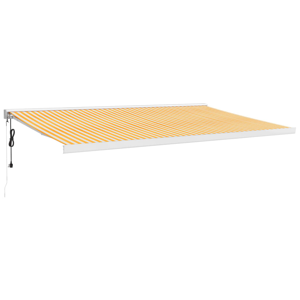 Gelenkarmmarkise Gelb und Weiß 5x3 m Stoff und Aluminium