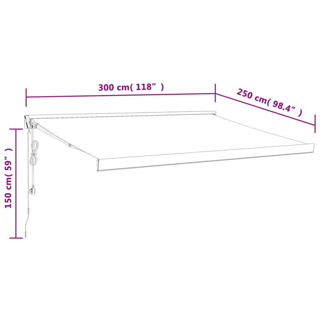 Gelenkarmmarkise Anthrazit 3x2,5 m Stoff und Aluminium