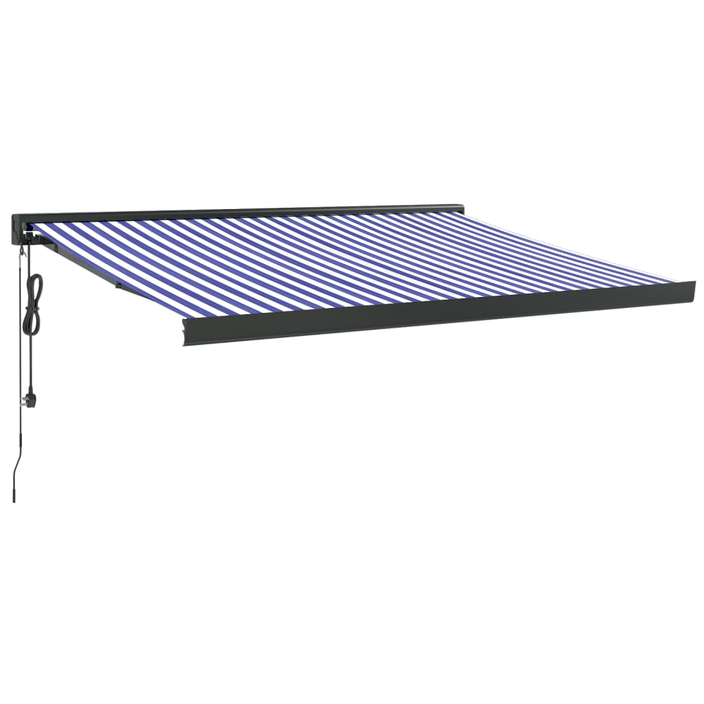 Gelenkarmmarkise Blau und Weiß 3x2,5 m Stoff und Aluminium