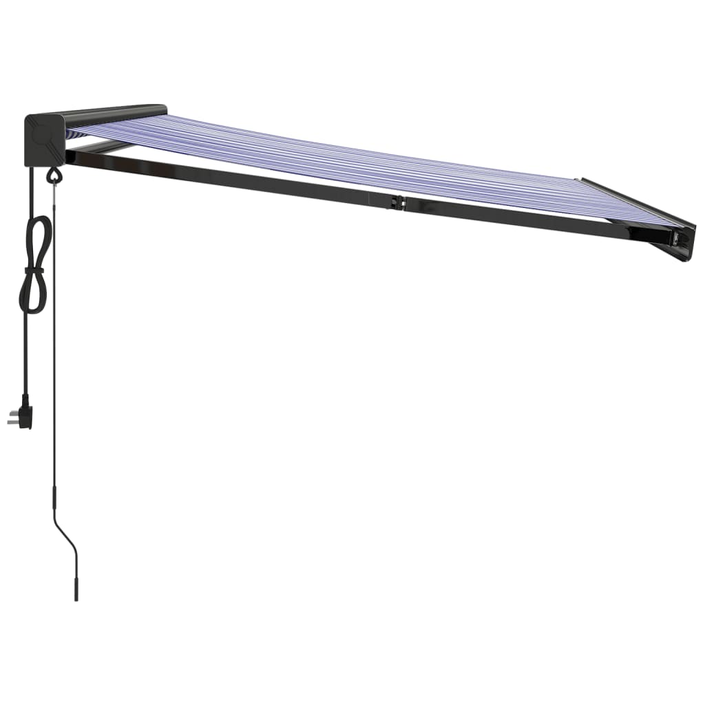 Gelenkarmmarkise Blau und Weiß 3x2,5 m Stoff und Aluminium