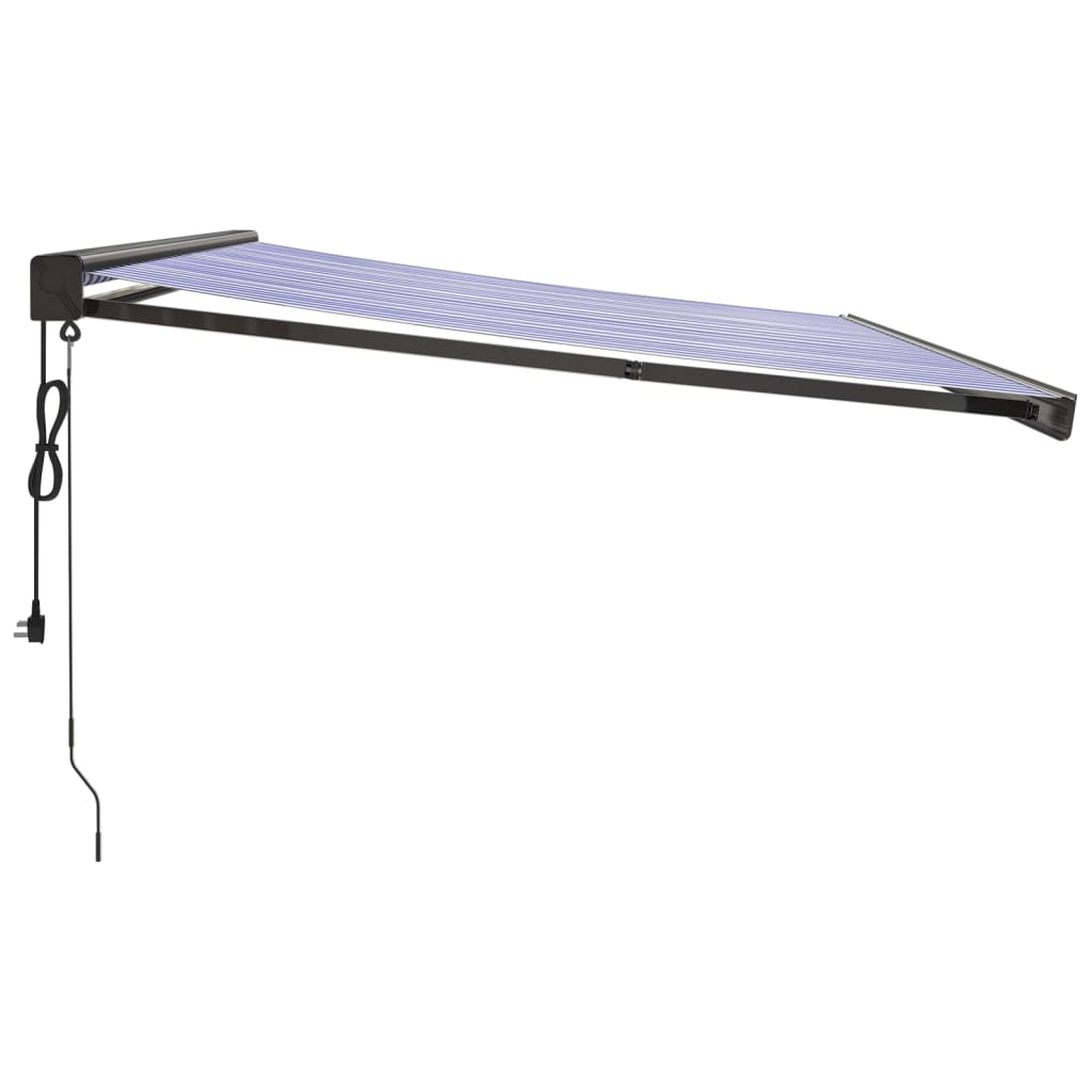 Gelenkarmmarkise Blau und Weiß 4x3 m Stoff und Aluminium