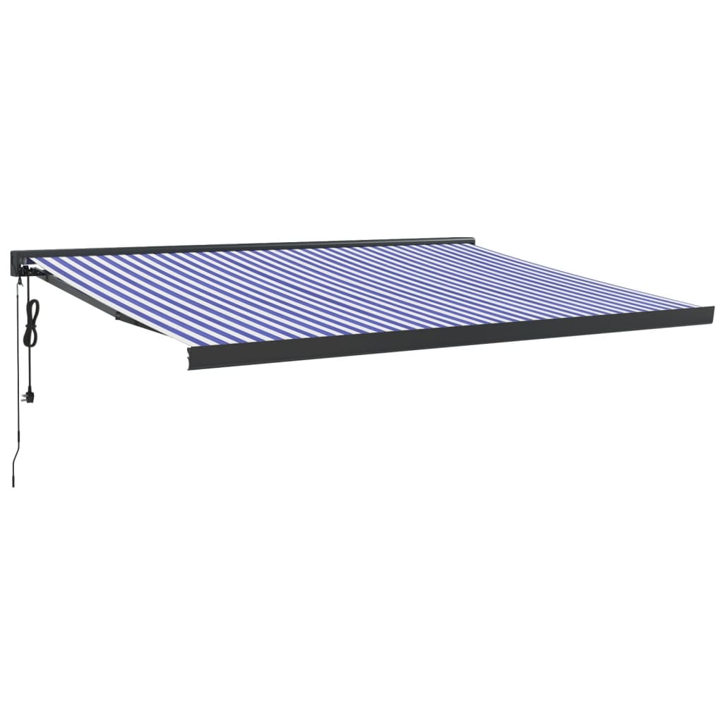 Gelenkarmmarkise Blau und Weiß 4,5x3 m Stoff und Aluminium