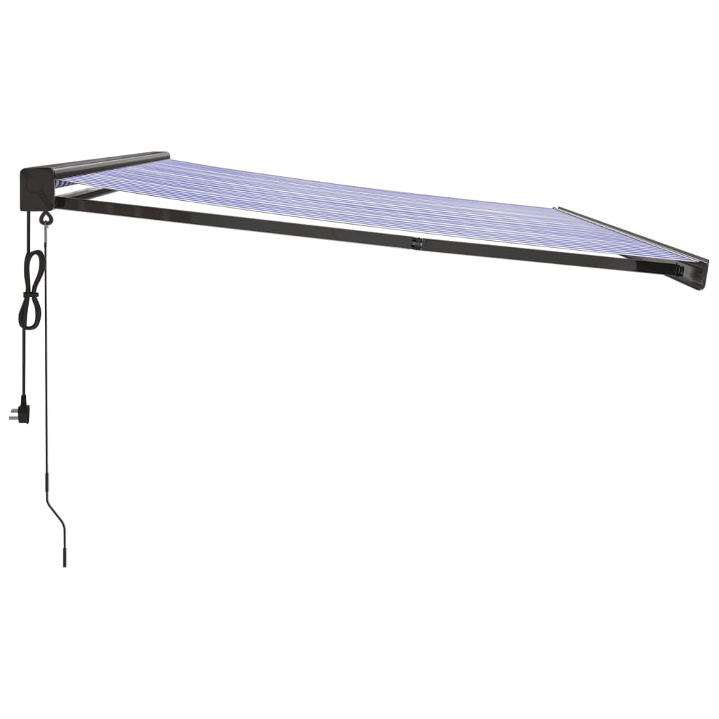Gelenkarmmarkise Blau und Weiß 4,5x3 m Stoff und Aluminium