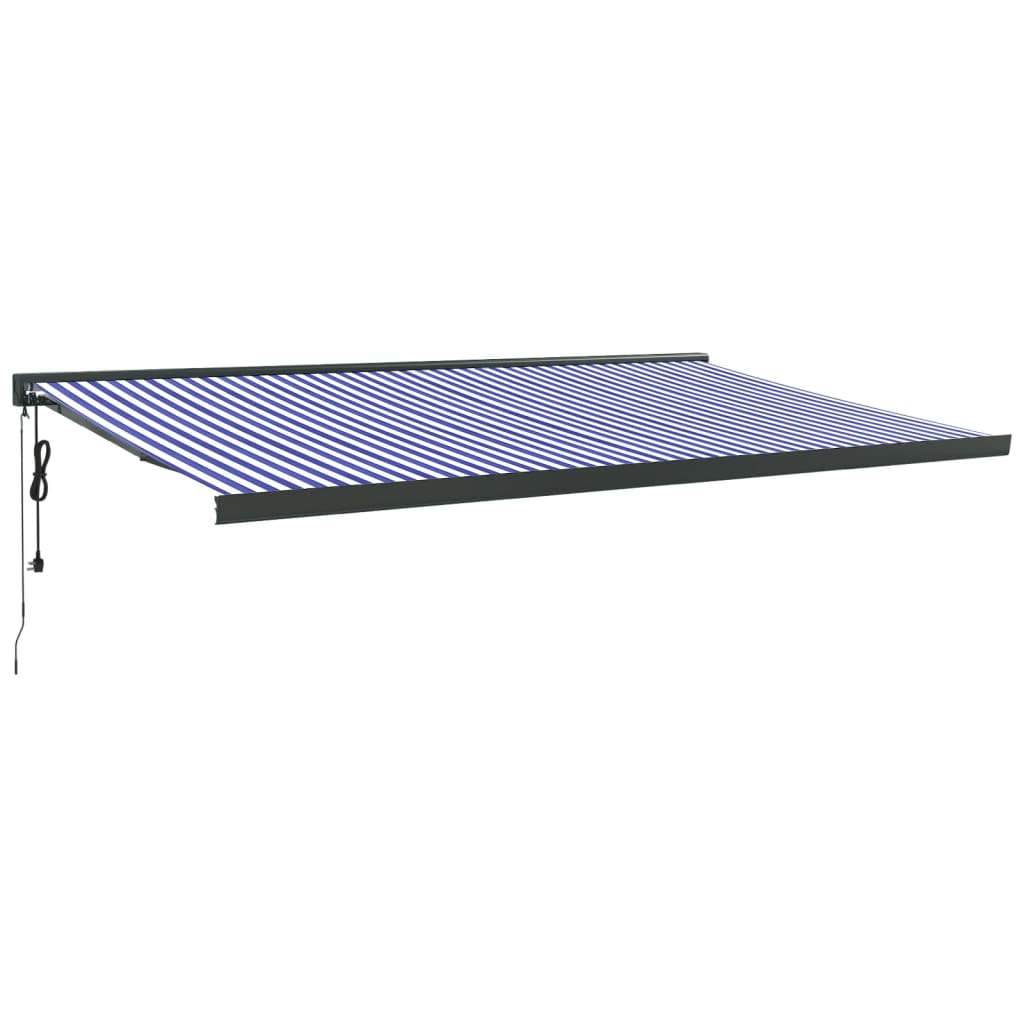 Gelenkarmmarkise Blau und Weiß 5x3 m Stoff und Aluminium