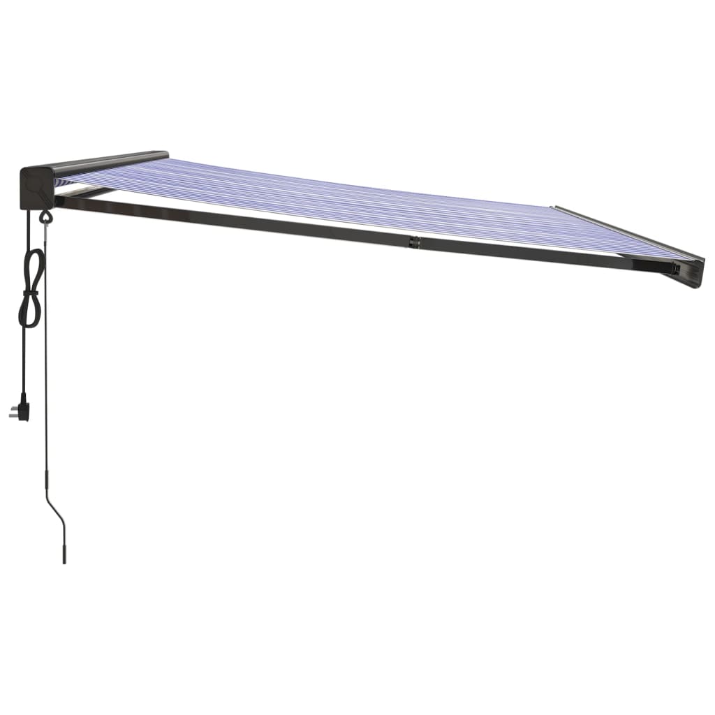 Gelenkarmmarkise Blau und Weiß 5x3 m Stoff und Aluminium