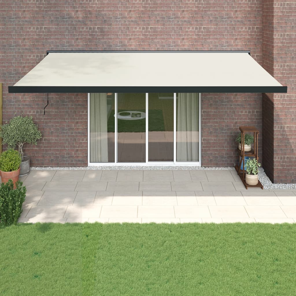 Gelenkarmmarkise Creme 5x3 m Stoff und Aluminium