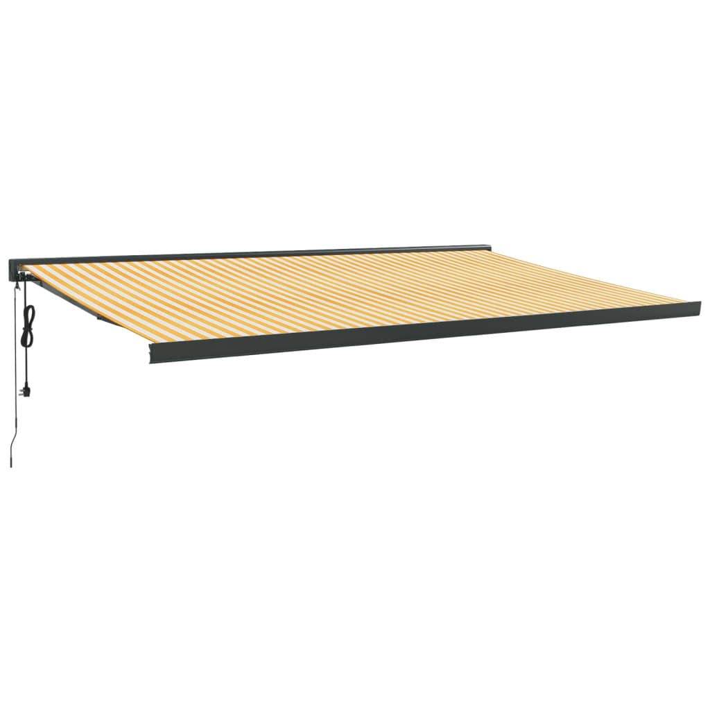 Gelenkarmmarkise Gelb und Weiß 5x3 m Stoff und Aluminium
