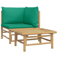 Thumbnail for 2-tlg. Garten-Lounge-Set mit Grünen Kissen Bambus