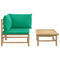 Thumbnail for 2-tlg. Garten-Lounge-Set mit Grünen Kissen Bambus