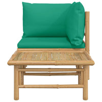 Thumbnail for 2-tlg. Garten-Lounge-Set mit Grünen Kissen Bambus