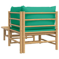 Thumbnail for 2-tlg. Garten-Lounge-Set mit Grünen Kissen Bambus