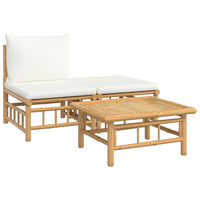 Thumbnail for 3-tlg. Garten-Lounge-Set mit Kissen Creme Bambus