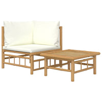 Thumbnail for 2-tlg. Garten-Lounge-Set mit Cremeweißen Kissen Bambus