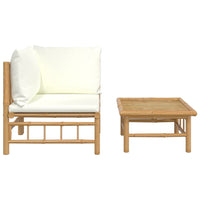 Thumbnail for 2-tlg. Garten-Lounge-Set mit Cremeweißen Kissen Bambus