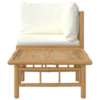 Thumbnail for 2-tlg. Garten-Lounge-Set mit Cremeweißen Kissen Bambus