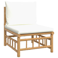Thumbnail for Garten-Mittelsofa mit Cremeweißen Kissen Bambus