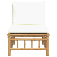 Thumbnail for Garten-Mittelsofa mit Cremeweißen Kissen Bambus