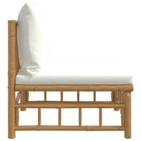 Thumbnail for Garten-Mittelsofa mit Cremeweißen Kissen Bambus