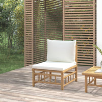 Thumbnail for Garten-Mittelsofa mit Cremeweißen Kissen Bambus