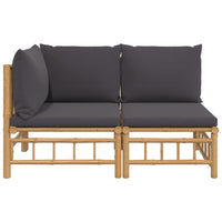 Thumbnail for 2-tlg. Garten-Lounge-Set mit Dunkelgrauen Kissen Bambus