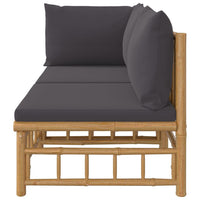 Thumbnail for 2-tlg. Garten-Lounge-Set mit Dunkelgrauen Kissen Bambus