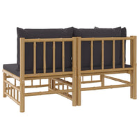 Thumbnail for 2-tlg. Garten-Lounge-Set mit Dunkelgrauen Kissen Bambus