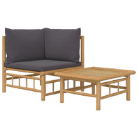 Thumbnail for 2-tlg. Garten-Lounge-Set mit Dunkelgrauen Kissen Bambus