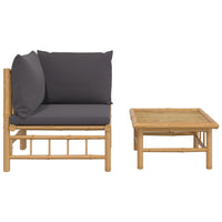 Thumbnail for 2-tlg. Garten-Lounge-Set mit Dunkelgrauen Kissen Bambus