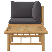 Thumbnail for 2-tlg. Garten-Lounge-Set mit Dunkelgrauen Kissen Bambus