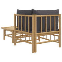 Thumbnail for 2-tlg. Garten-Lounge-Set mit Dunkelgrauen Kissen Bambus
