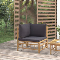 Thumbnail for Garten-Ecksofa mit Dunkelgrauen Kissen Bambus