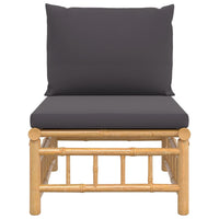 Thumbnail for Garten-Mittelsofa mit Dunkelgrauen Kissen Bambus