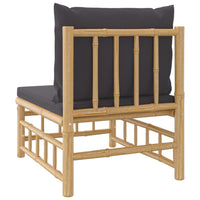 Thumbnail for Garten-Mittelsofa mit Dunkelgrauen Kissen Bambus