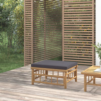 Thumbnail for Gartenhocker mit Dunkelgrauem Kissen Bambus