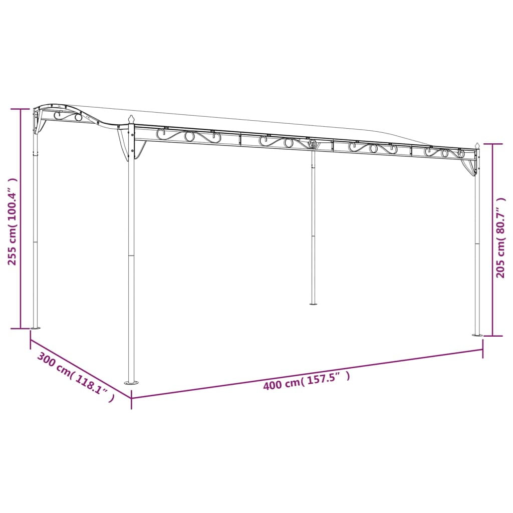 Markise Taupe 4x3 m 180 g/m² Stoff und Stahl