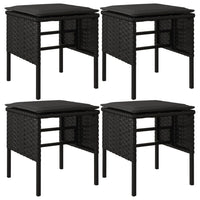 Thumbnail for Gartenhocker mit Kissen 4 Stk. Schwarz Poly Rattan