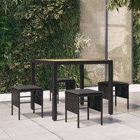 Thumbnail for Gartenhocker mit Kissen 4 Stk. Schwarz Poly Rattan