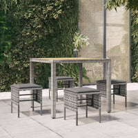 Thumbnail for Gartenhocker mit Kissen 4 Stk. Grau Poly Rattan