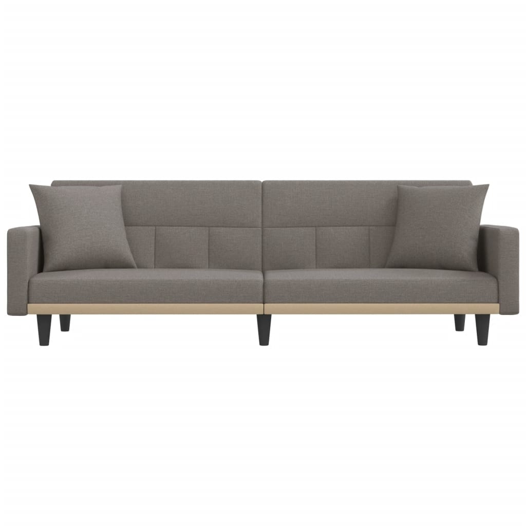 Schlafsofa mit Kissen Taupe Stoff