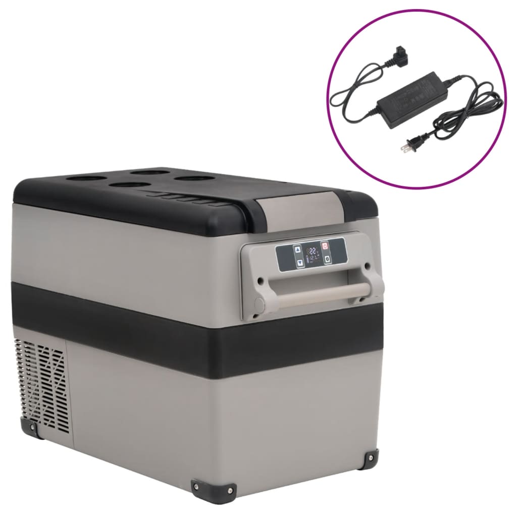 Kühlbox mit Griff und Adapter Schwarz und Grau 45 L PP & PE