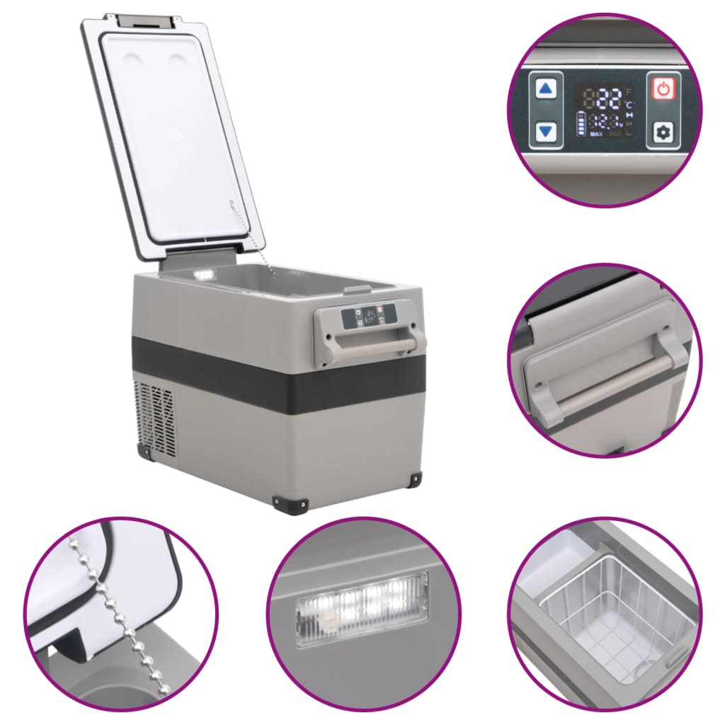 Kühlbox mit Griff und Adapter Schwarz und Grau 45 L PP & PE