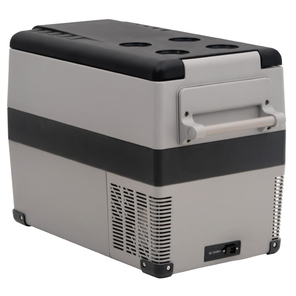Kühlbox mit Griff und Adapter Schwarz und Grau 55 L PP & PE