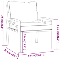 Thumbnail for Gartenstuhl mit Grauen Kissen 68x76x79 cm Stahl