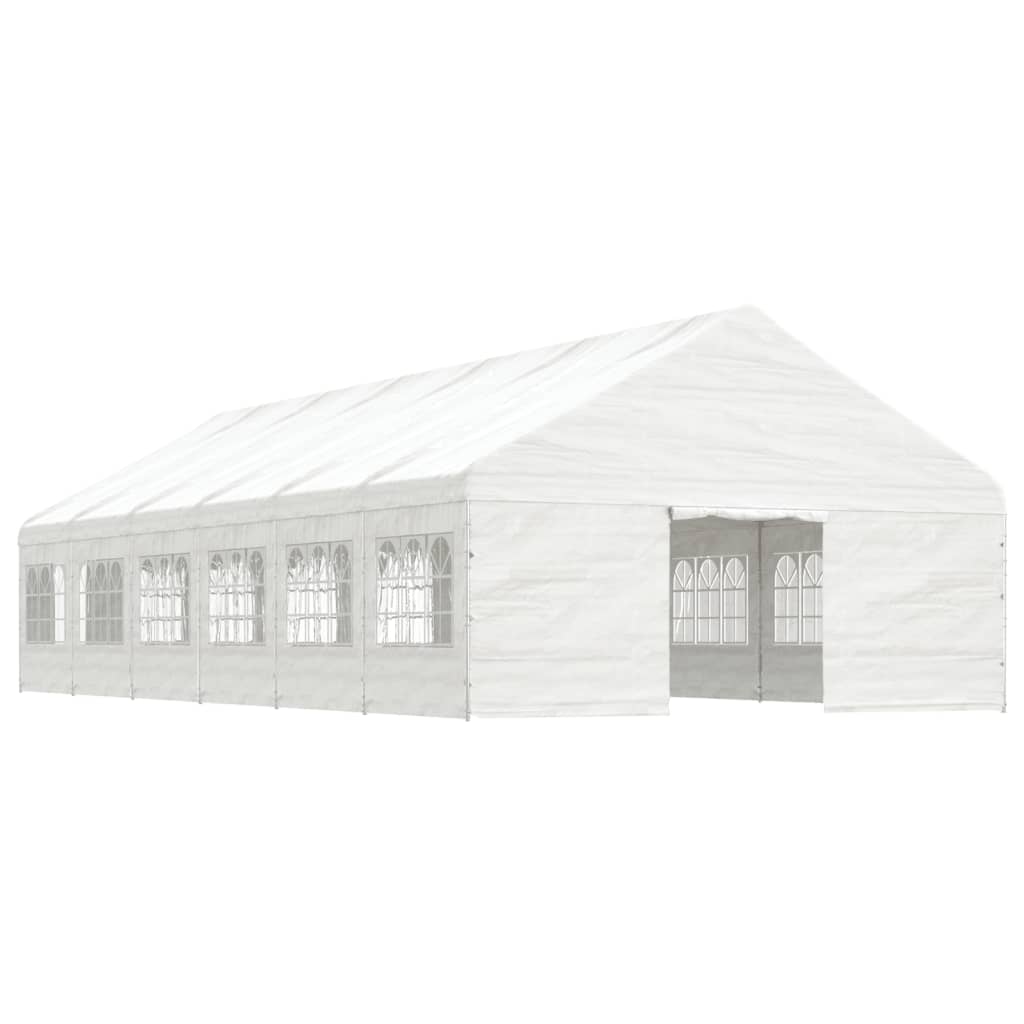 Pavillon mit Dach Weiß 13,38x5,88x3,75 m Polyethylen