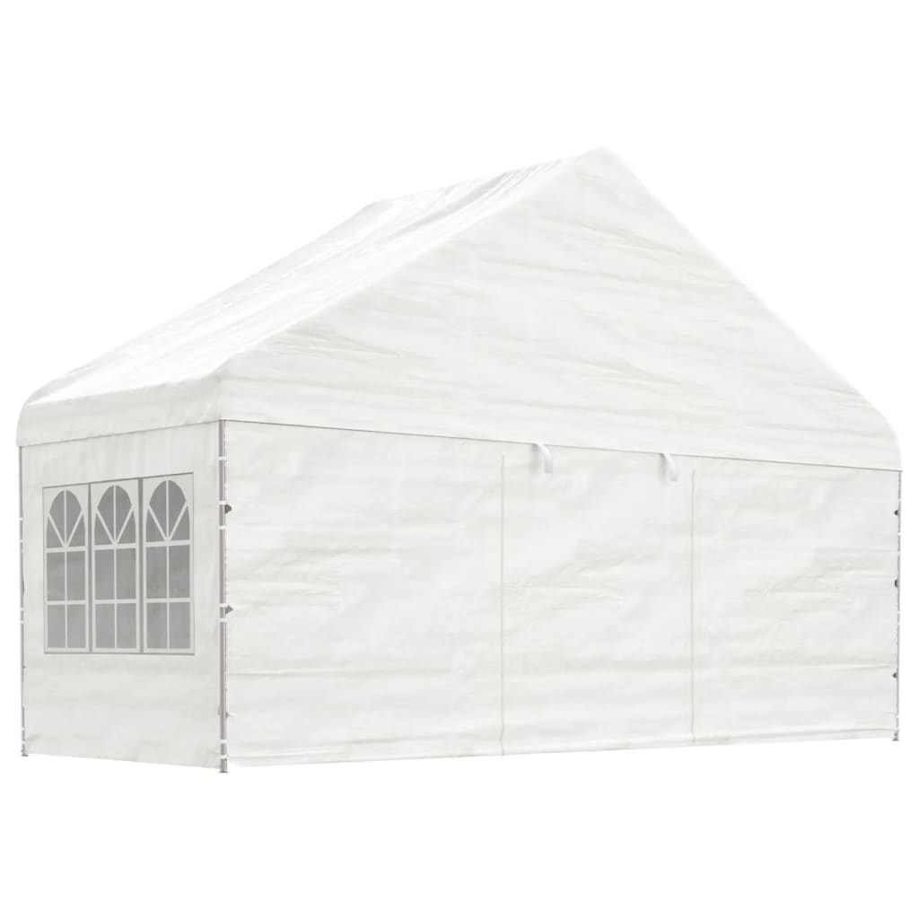 Pavillon mit Dach Weiß 13,38x5,88x3,75 m Polyethylen