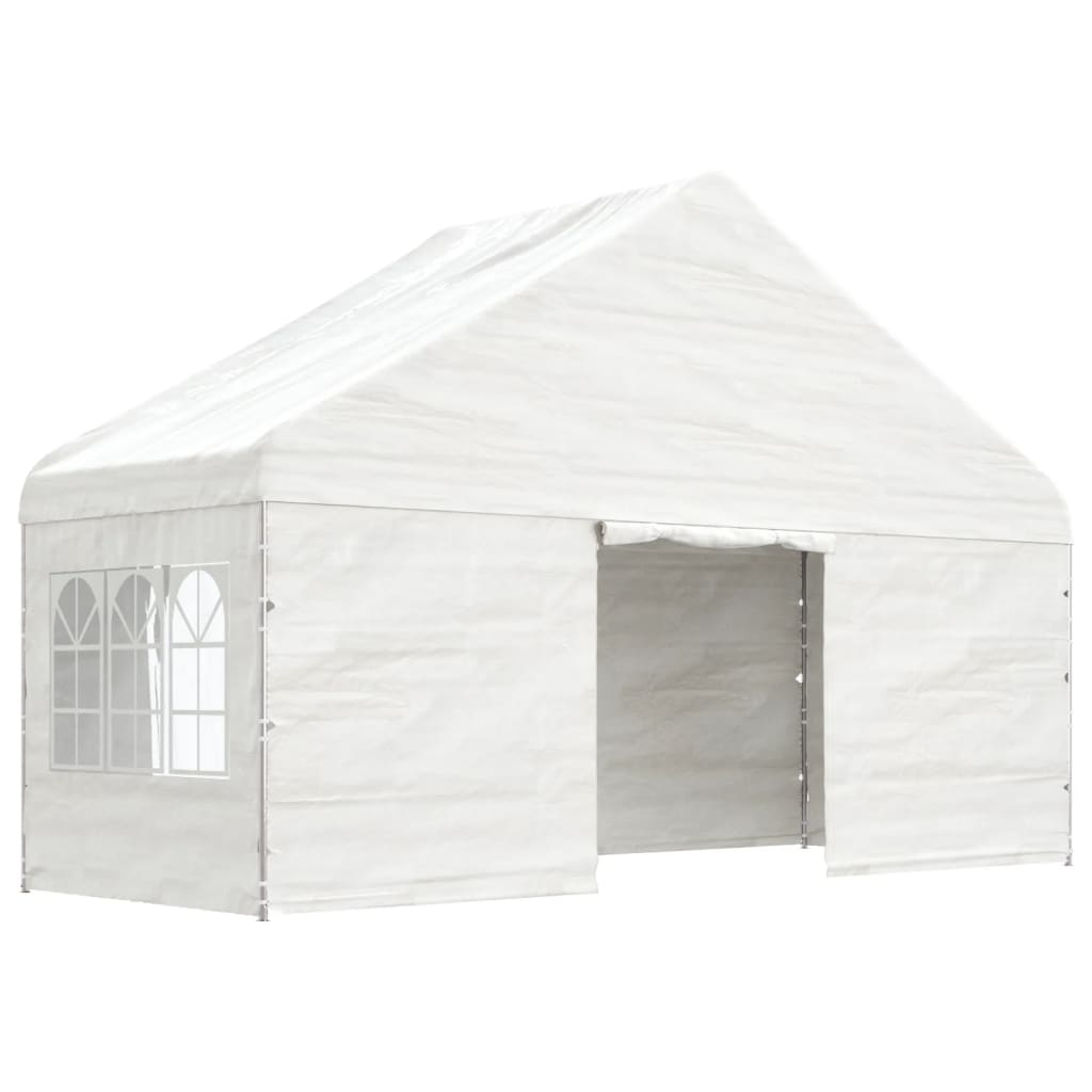 Pavillon mit Dach Weiß 13,38x5,88x3,75 m Polyethylen