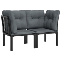 Thumbnail for Garten-Eckstühle mit Kissen 2 Stk. Schwarz & Grau Poly Rattan