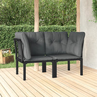 Thumbnail for Garten-Eckstühle mit Kissen 2 Stk. Schwarz & Grau Poly Rattan